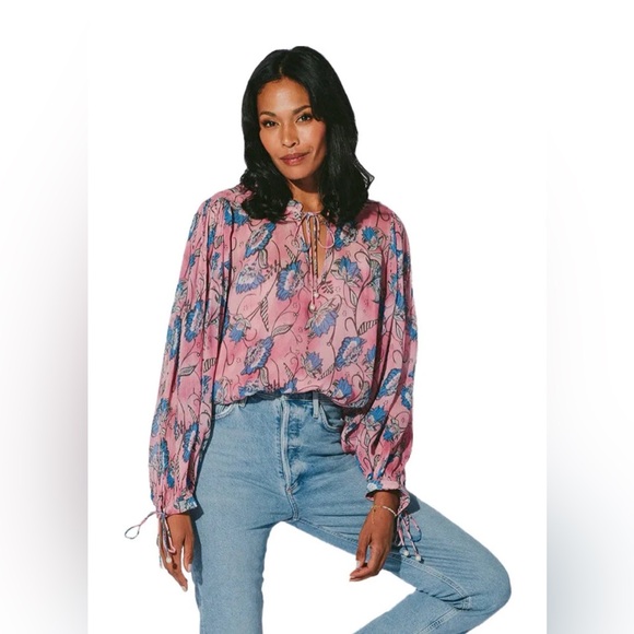 Cleobella Tops - Cleobella Women's Pink Floral Lotus Print Emily Blouse Shirt Small